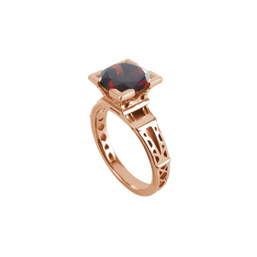 Tournaire- Bague "FRENCH KISS", grenat , or rose